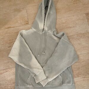 TNA Aritzia Sage Green Distressed Fleece Hoodie